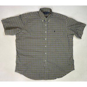Polo Ralph Lauren Blake Button Up Shirt Men XL Blue Yellow Pony Short Sleeve